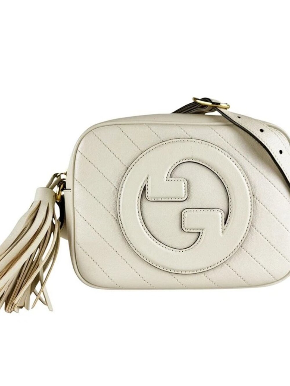 GUCCI Blondie Shoulder Bag Off White/Gold Leather/Metal